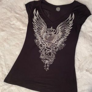 Mcbling/Y2k Rhinestone Angel Wings Top